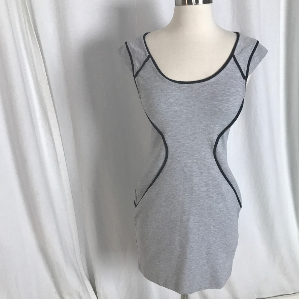 EXPRESS KnIt Dress GRAY PIPED PONTE Sheath
